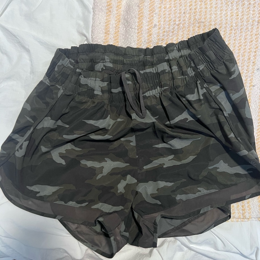 Athleta Camo Athletic Shorts - Black and Gray